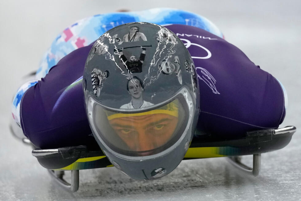 Ukraine's Vladyslav Heraskevych starts a men's skeleton training session in Cortina d'Ampezzo, Italy on February 11, 2026