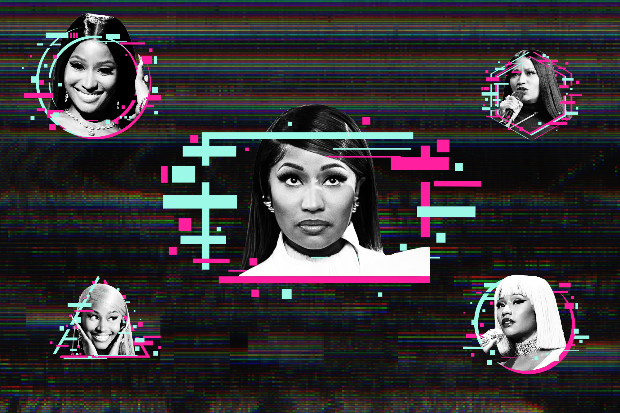 Musician Nicki Minaj joins President Donald Trump on stage as he delivers remarks during the Treasury Department