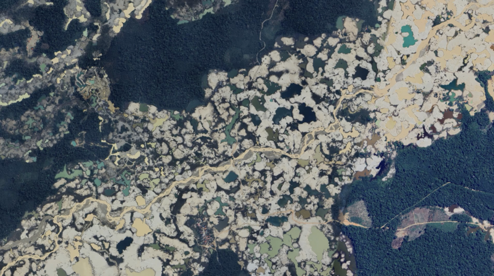 Image satellite dévoilant l’expansion de l’orpaillage illégal dans La Pampa, près de la réserve nationale de Tambopata, au Pérou