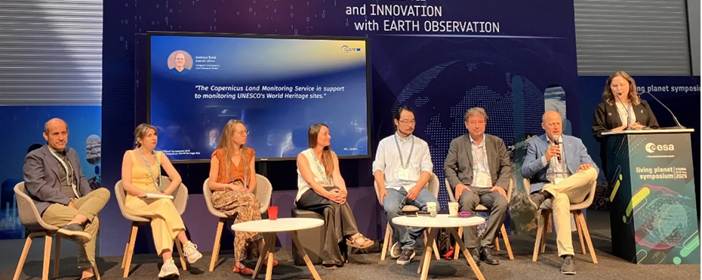 An image of the introductory session to the Copernicus World Heritage Hub at ESA's Living Planet Symposium 2025 in Vienna.