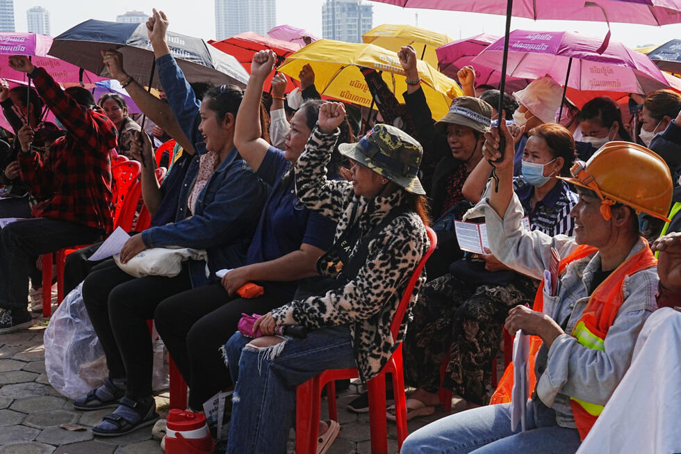 Local workers take part in International Women's Day celebrations in Phnom Penh, Phnom Penh Cambodia, Sunday, March 8, 2026.