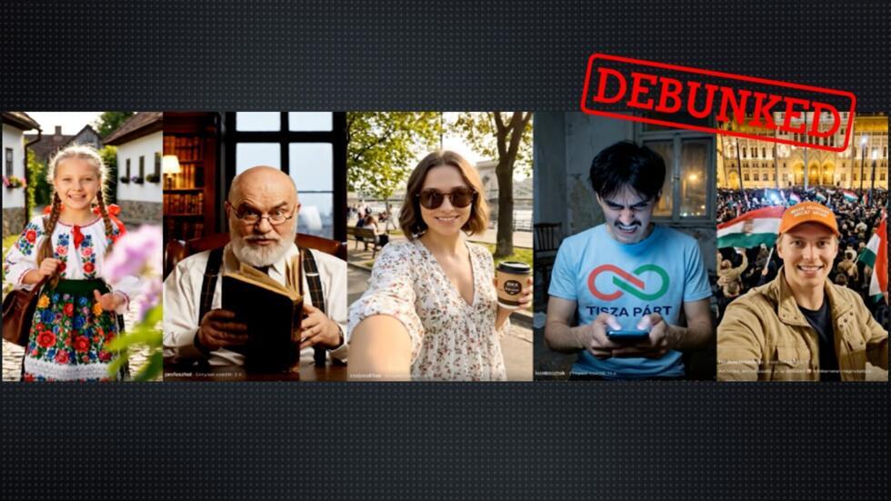 These are screengrabs of AI-generated videos shared on TikTok that are hostile to the Hungarian political party Tisza and its leader Peter Magyar. Screengrab by Lakmusz.