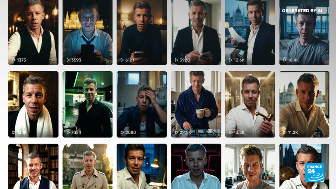 These are screengrabs of AI-generated videos shared on TikTok that are hostile to the Hungarian political party Tisza and its leader Peter Magyar. Screengrab by Lakmusz.