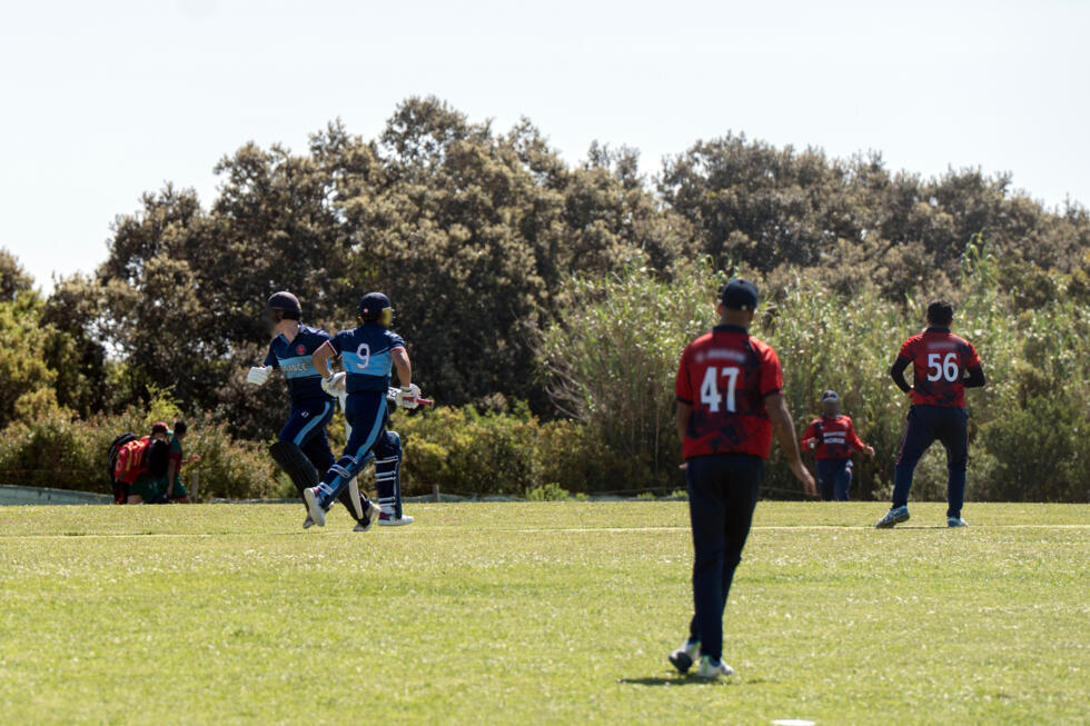 France Cricket players run between the wickets at an ICC tournament on April 5 2026