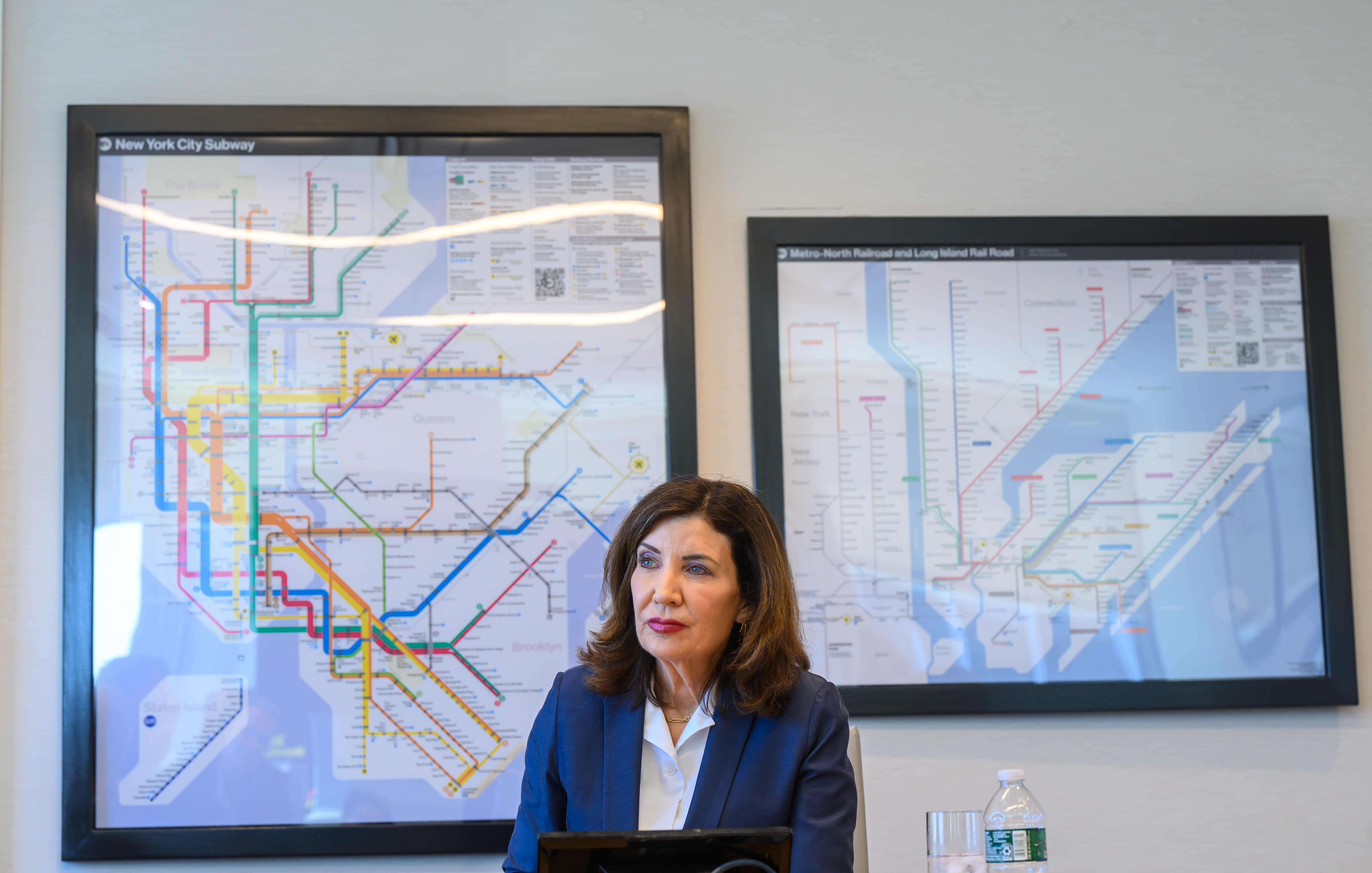 Gov. Kathy Hochul met with Metropolitan Transportation Authority officials at their Manhattan office on Monday.