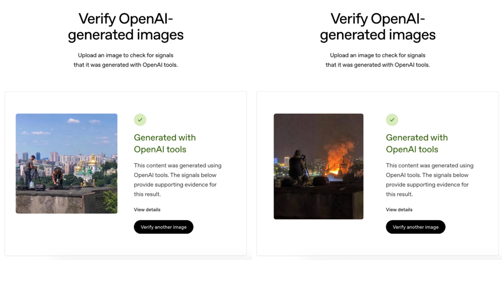 We ran the two images of journalists photographing Dormition Cathedral through SynthID, which revealed that they were generated by artificial intelligence.